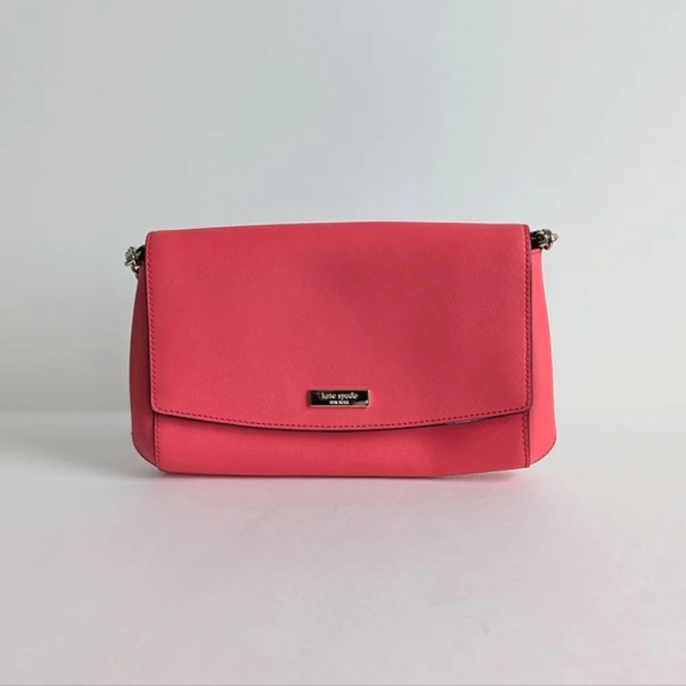 Kate Spade New York Laurel Way Greer Genuine Leather Crossbody Bag Coral Red - Picture 3 of 16